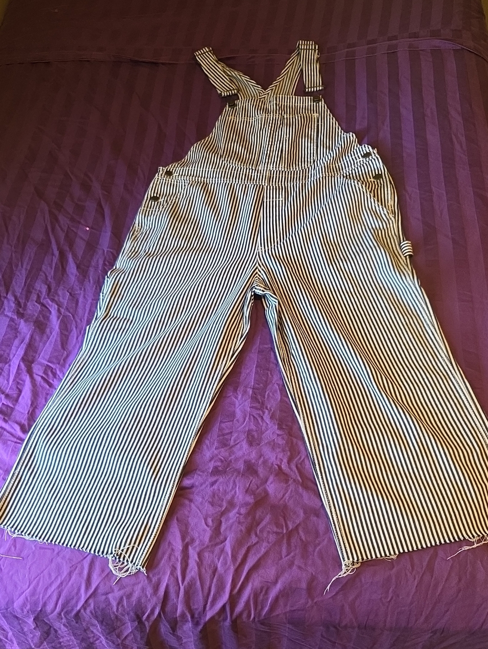 BDG Black & White Striped Denim Overalls - Picture 2 of 4